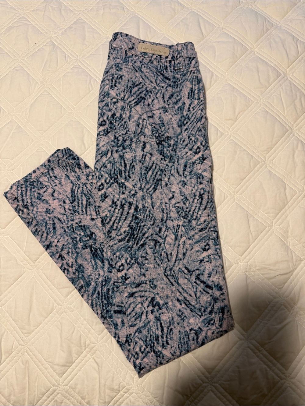 Calvin Klein Pink and Navy Abstract Skinny Jeans
